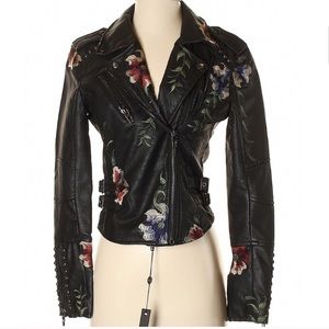 Blank NYC floral moto jacket